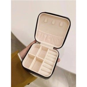 2 Black Portable Travel Mini Jewelry Box Leather Organizer Cases